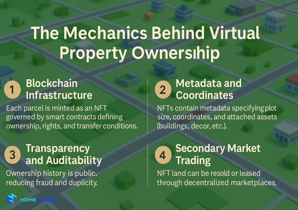 mechanics behind NFT virtual real estate ownership