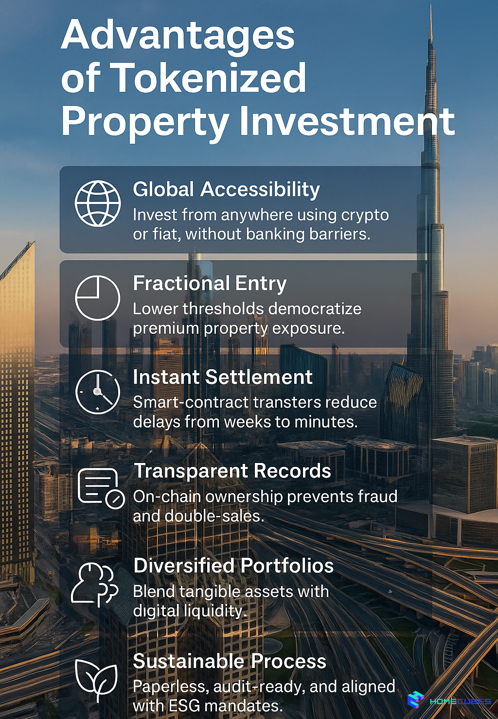 crypto rental properties passive income Dubai; advantages of tokenized property investment