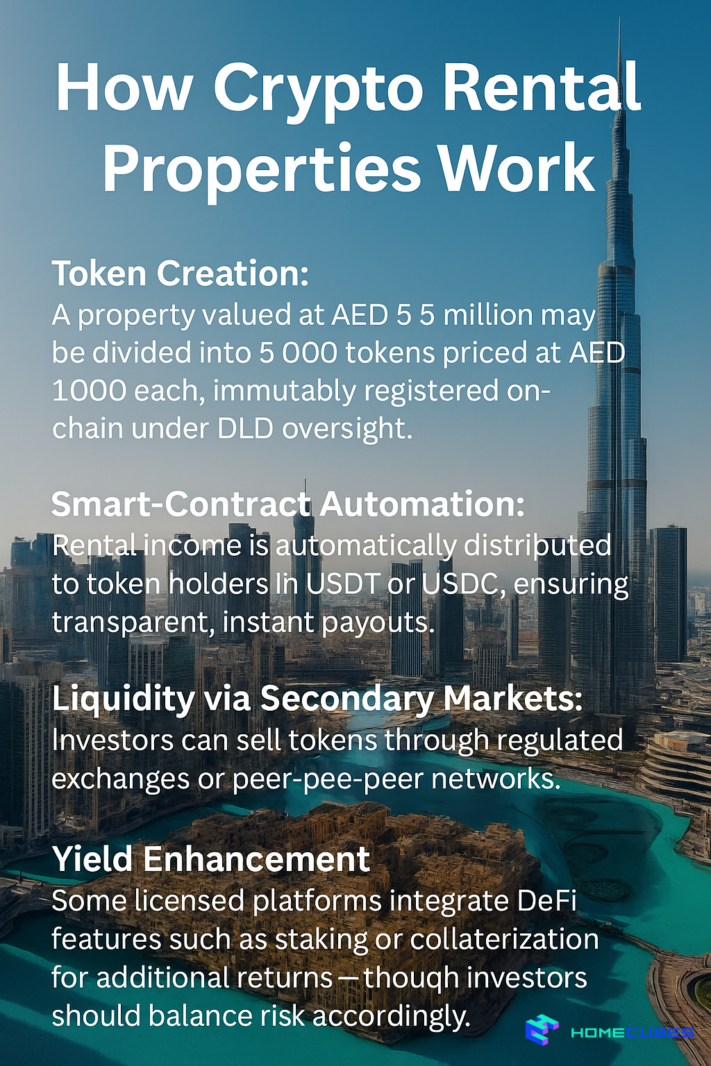 crypto rental properties passive income Dubai; how it works