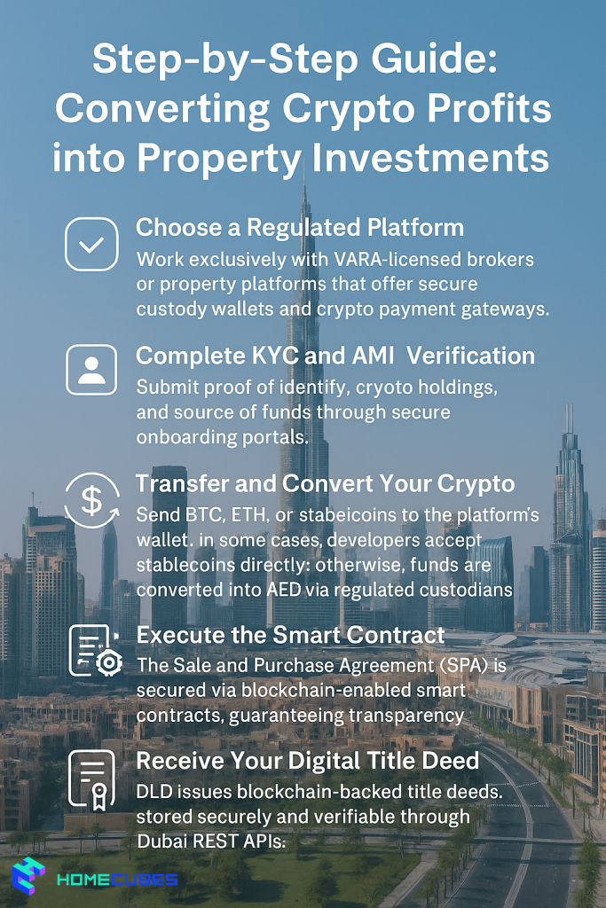 steps to convert Crypto to Property Investment Dubai