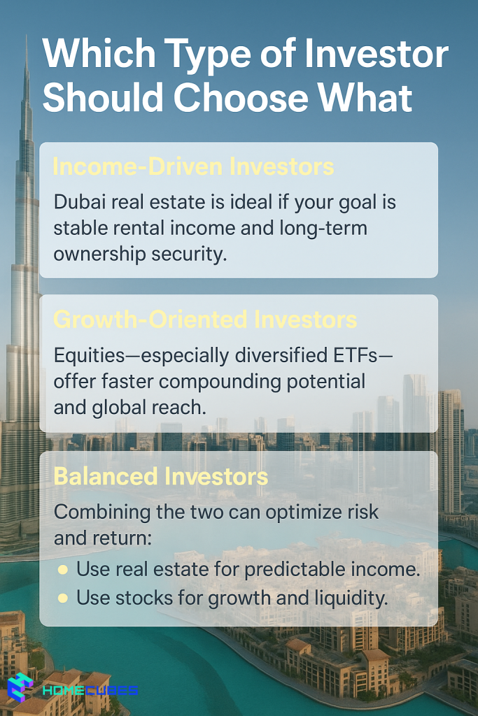 Real Estate vs Stocks Dubai for investors